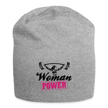 Bodybuilding woman power workout gym - Jersey Beanie - heather grey - Front