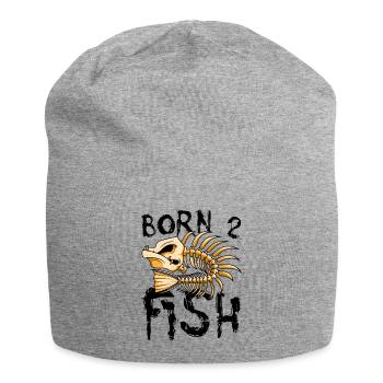 Born to fish bone fish - Jersey Beanie - heather grey - Front
