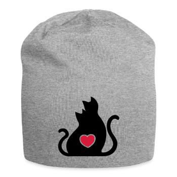 Chats amoureux / Chats amoureux / - Bonnet en jersey - gris chiné - Devant