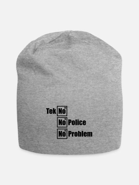Tekno Techno No Police No Problem Raving - Jersey-Beanie - Grau meliert