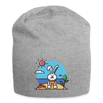 Hase am Strand beim Sonnenbad - Jersey-Beanie - Grau meliert - Vorne