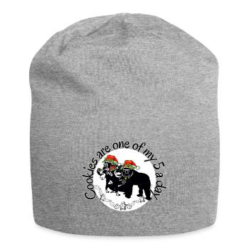 Cookies are one of my 5 a day (apes in Santa hats) - Jersey Beanie - heather grey - Front