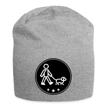 Dog walking dog - Jersey Beanie - heather grey - Front
