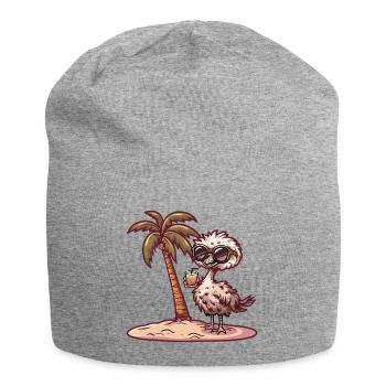 Ostrich Summer Beach Vacation - Jersey Beanie - heather grey - Front
