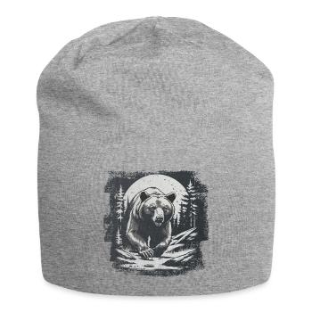 Bear Scandinavia Brown Bear Moon Forest Nature Sweden - Jersey Beanie - heather grey - Front