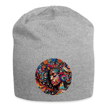 Inspiration im Afro-Stil, buntes afrikanisches Mosaik - Jersey-Beanie - Grau meliert - Vorne