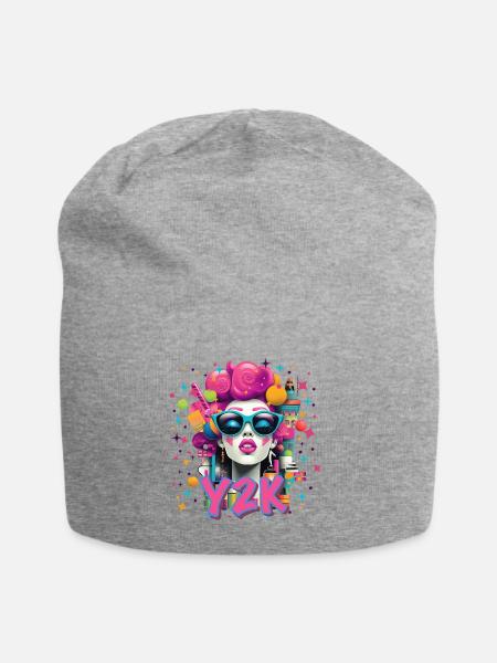 Y2K Retro Neon - Jersey-Beanie - Grau meliert