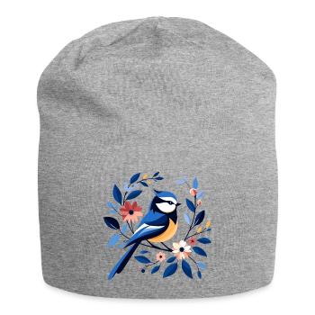 Blue - Jersey Beanie - heather grey - Front