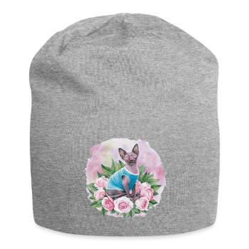 Sphynx Cat pour les amoureux des chats - Bonnet en jersey - gris chiné - Devant