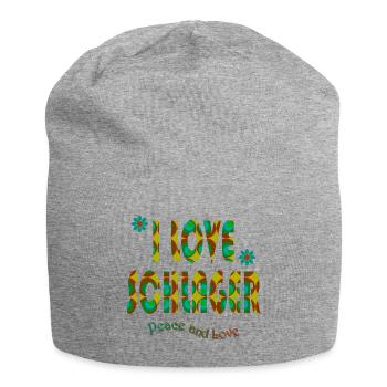 I LOVE SCHLAGER braun, türkis, grün - Jersey-Beanie - Grau meliert - Vorne