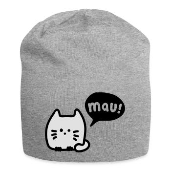 Katze mauzt 3 - Jersey-Beanie - Grau meliert - Vorne