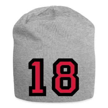 Le numéro 18 - numéro dix-huit - Bonnet en jersey - gris chiné - Devant