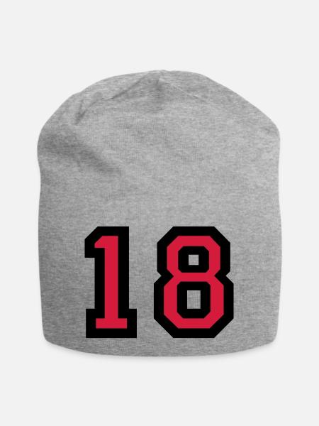 The number 18 - number eighteen - Jersey Beanie - heather grey