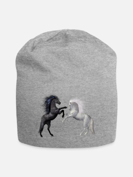 Pferde - Jersey-Beanie - Grau meliert