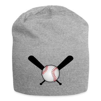 Baseball with baseball bat over cross - Jersey Beanie - heather grey - Front