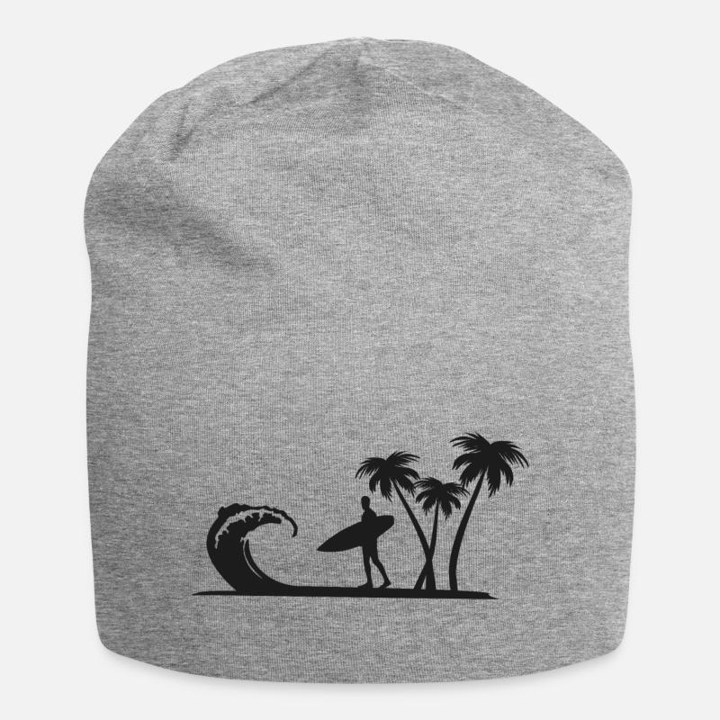 Beach with surfers - Jersey Beanie - heather grey