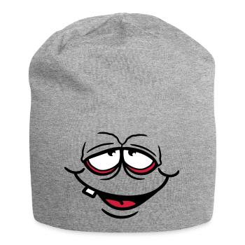 sourire sourire visage drôle moche heureux - Bonnet en jersey - gris chiné - Devant