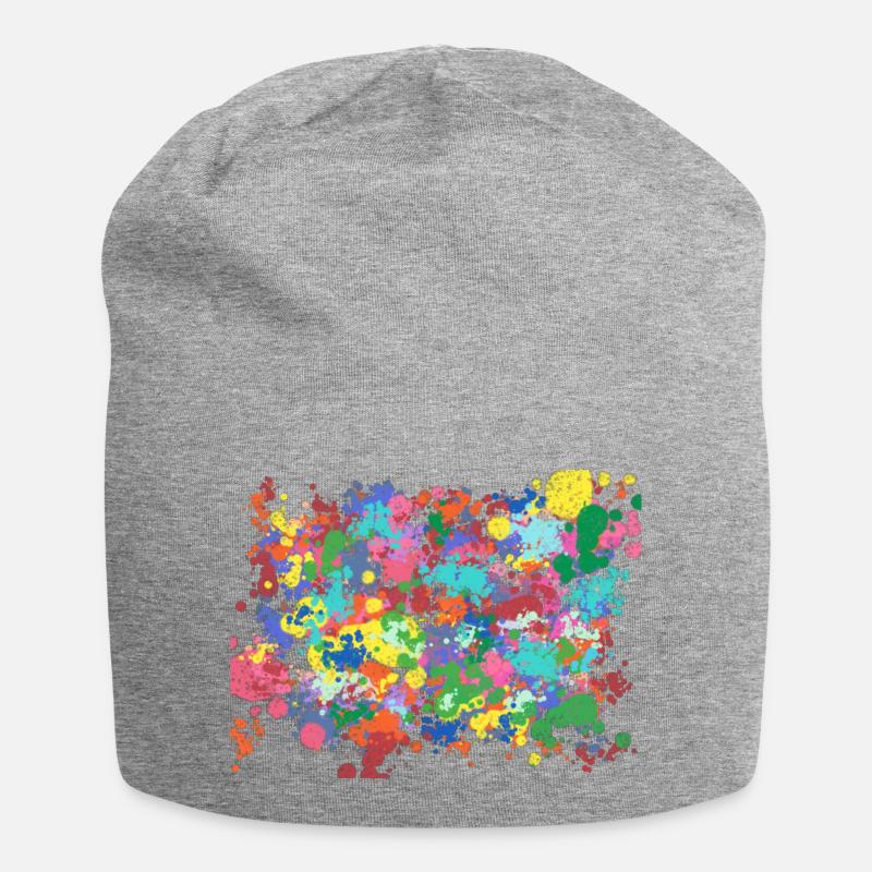 Farbkleckse - Jersey-Beanie - Grau meliert