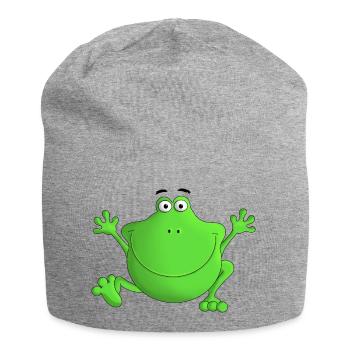 Grenouille - rire! - Bonnet en jersey - gris chiné - Devant