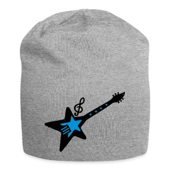 Rock-Gitarre mit Musik-Note - Jersey-Beanie - Grau meliert - Vorne