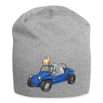 Éléphant et girafe en buggy - Bonnet en jersey - gris chiné - Devant