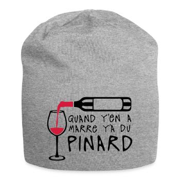 quand marre pinard bouteille vin alcool - Bonnet en jersey - gris chiné - Devant