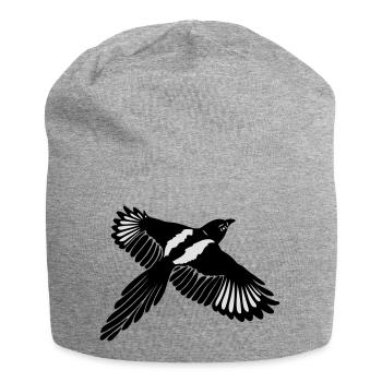 Magpie with large wings. - Jersey Beanie - heather grey - Front