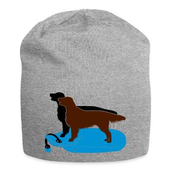2 Flat Coated Retriever auf Dummy - Jersey-Beanie - Grau meliert - Vorne