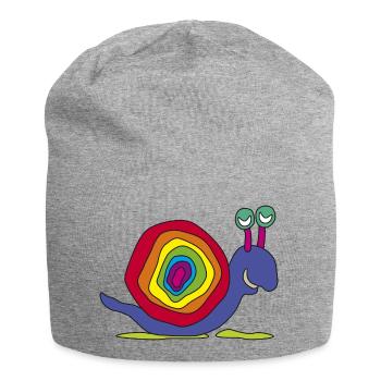 bunt Schnecke Stielauge Regenbogen Kinder Graffiti - Jersey-Beanie - Grau meliert - Vorne