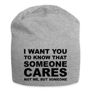 I don't care - Jersey-Beanie - Grau meliert - Vorne