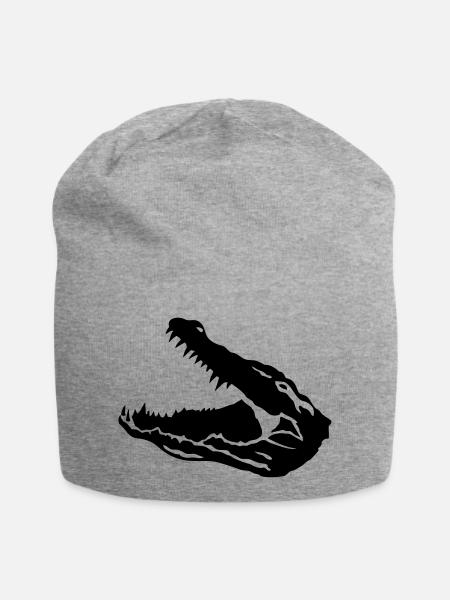 Krokodil offenes Maul - Jersey-Beanie - Grau meliert