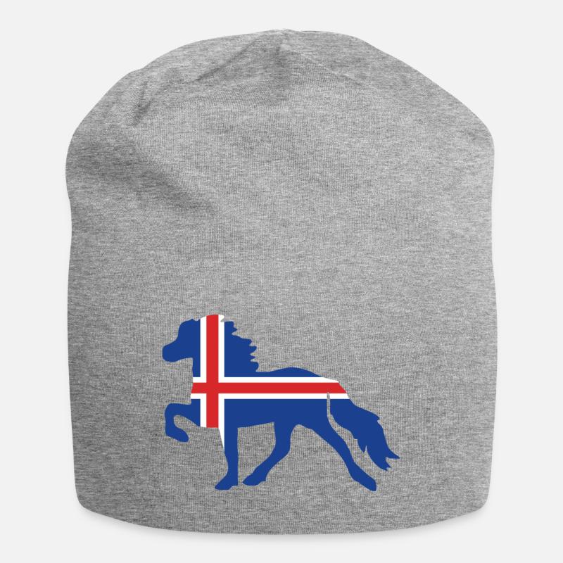 Cheval islandais - drapeau - Bonnet en jersey - gris chiné