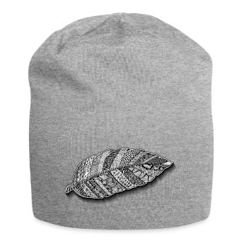 Plume Zentangle auto-dessinée aussi légère qu'une plume - Bonnet en jersey - gris chiné - Devant