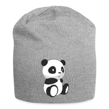 Panda qui sourit - Bonnet en jersey - gris chiné - Devant