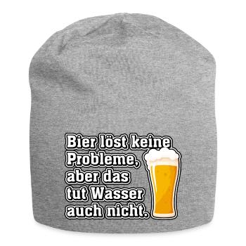 Bier löst keine Probleme, aber das tut Wasser... - Jersey-Beanie - Grau meliert - Vorne