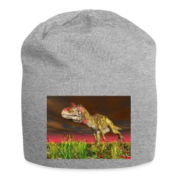Dinosaurier Cryolophosaurus - Jersey-Beanie - Grau meliert - Vorne