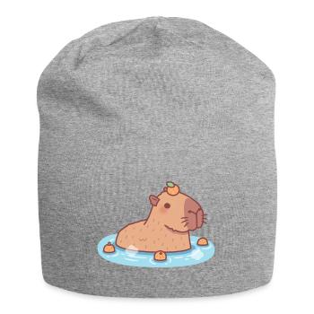 Süßes Capybara chillt in heißer Quelle - Jersey-Beanie - Grau meliert - Vorne