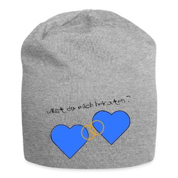Heiratsantrag blau blau - Jersey-Beanie - Grau meliert - Vorne