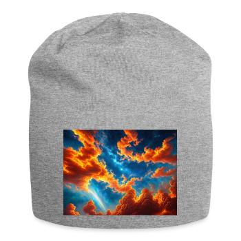 Blauer roter Himmel mit einer kreaturgenerierten KI - Jersey-Beanie - Grau meliert - Vorne