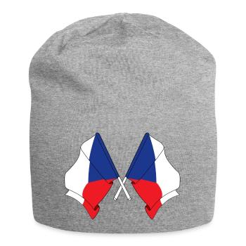 Deux drapeaux République tchèque - Bonnet en jersey - gris chiné - Devant