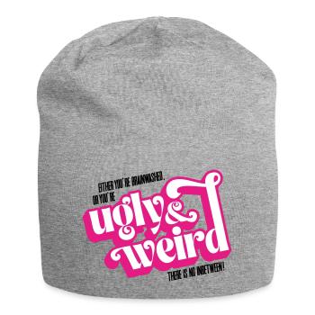 Movie quote: brainwashed or UGLY & WEIRD! - Jersey Beanie - heather grey - Front
