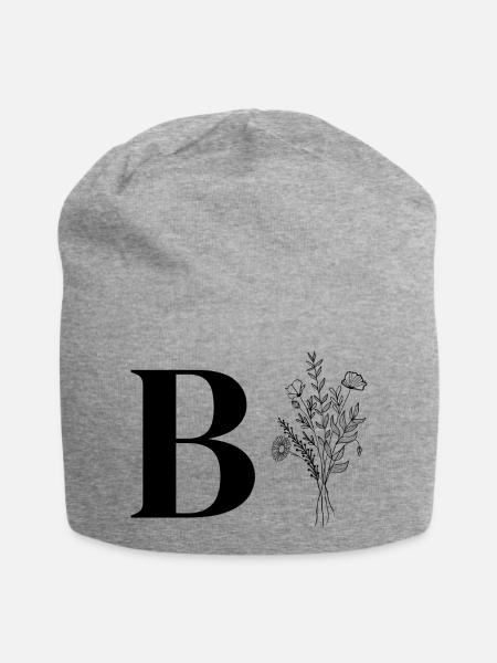 Minimalistische Blumen - Jersey-Beanie - Grau meliert