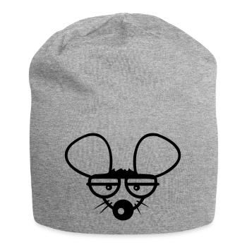 Mouse looks angry frustrated disappointed funny tired - Jersey Beanie - heather grey - Front