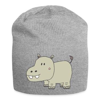 Playful hippo charm for children - Jersey Beanie - heather grey - Front