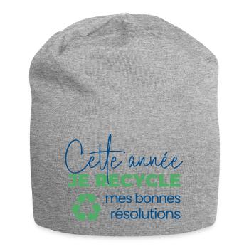 Cette année je recycle mes bonne résolutions - Bonnet en jersey - gris chiné - Devant