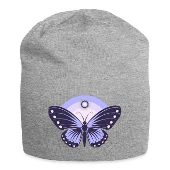 Papillon Lilas mignon - Bonnet en jersey - gris chiné - Devant