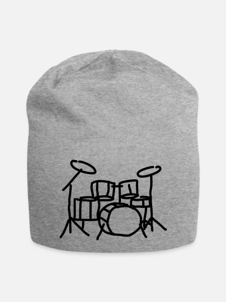 Schlagzeug Schlagzeuger Musikinstrument - Jersey-Beanie - Grau meliert