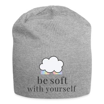 Be Soft With Yourself Wolke mit Pastell Regenbogen - Jersey-Beanie - Grau meliert - Vorne