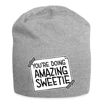 You're Doing Amazing Sweetie Funny Encouraging - Jersey Beanie - heather grey - Front