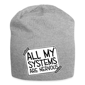 All My Systems Are Nervous Lustig Angst Nerd Logo - Jersey-Beanie - Grau meliert - Vorne